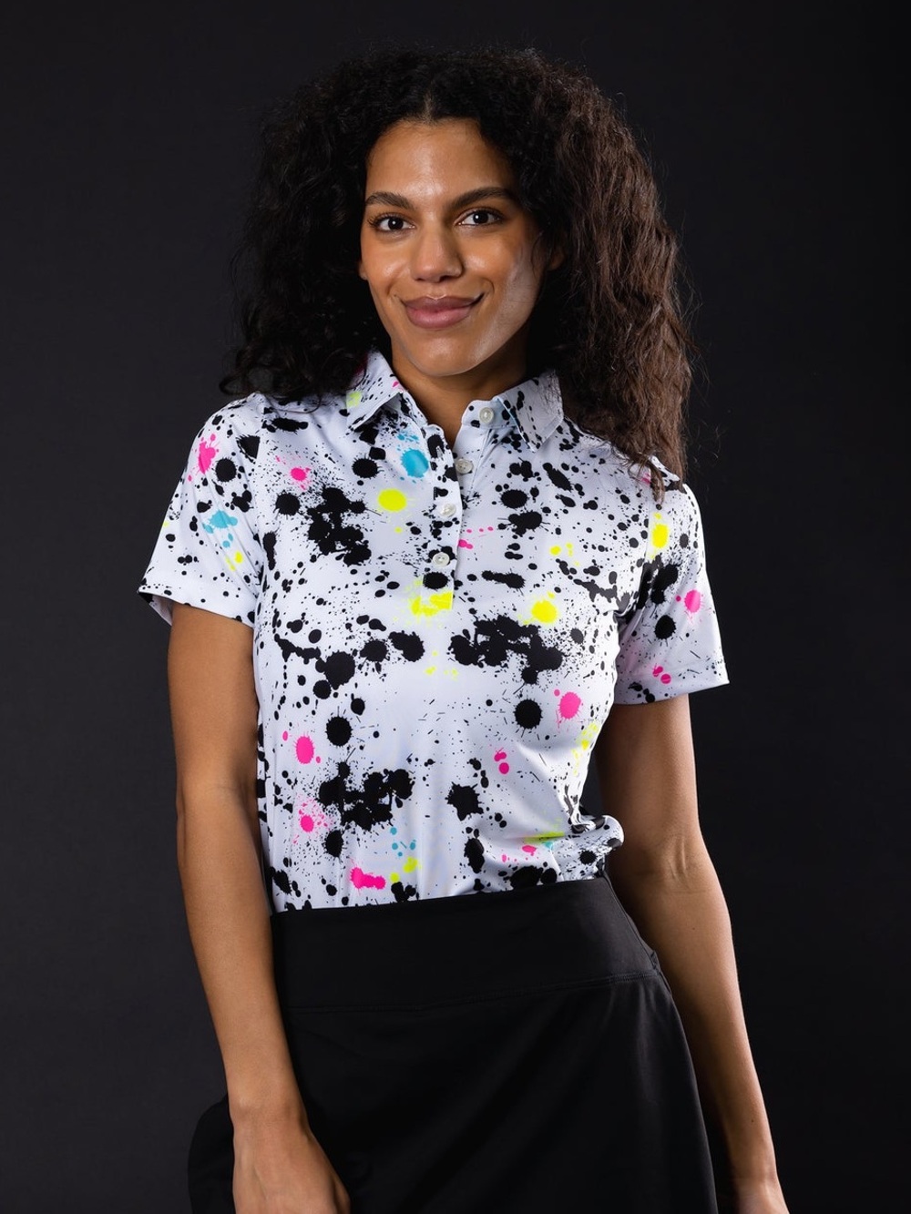 Sunday Swagger Splatter Golf Athletic Short Sleeve Polo – Size Medium